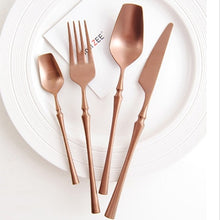 Load image into Gallery viewer, 8pcs/lot Gold Portable Cutlery Stainless Steel Table Knife Spoon Fork Set