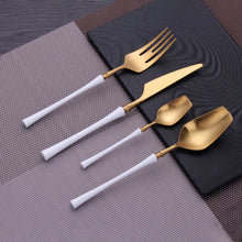Load image into Gallery viewer, 8pcs/lot Gold Portable Cutlery Stainless Steel Table Knife Spoon Fork Set