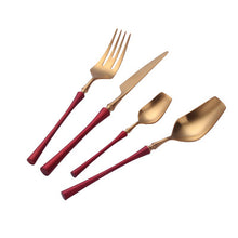 Load image into Gallery viewer, 8pcs/lot Gold Portable Cutlery Stainless Steel Table Knife Spoon Fork Set