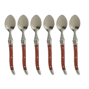6'' Laguiole style Stainless Steel Teaspoon Wood Handle Mini Coffee Dessert Tea Spoon set