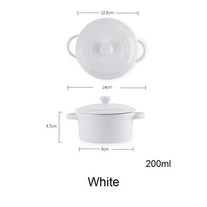 Ceramic Rice Bowl Tableware Candy Double Handle Soup Bowls