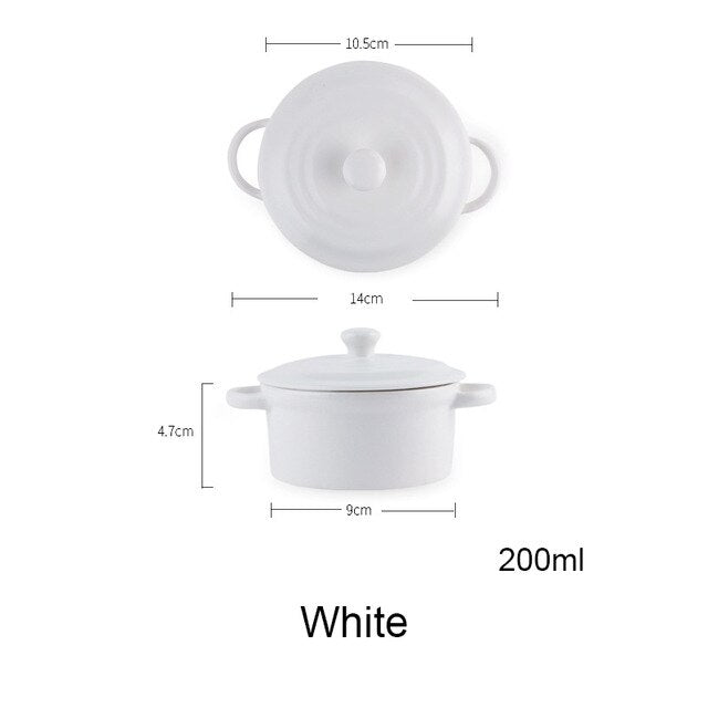 Ceramic Rice Bowl Tableware Candy Double Handle Soup Bowls