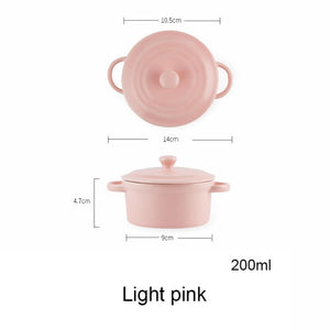 Ceramic Rice Bowl Tableware Candy Double Handle Soup Bowls