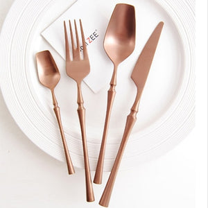 8pcs/lot Gold Portable Cutlery Stainless Steel Table Knife Spoon Fork Set