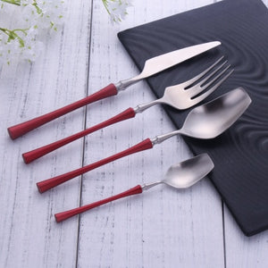 8pcs/lot Gold Portable Cutlery Stainless Steel Table Knife Spoon Fork Set