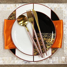 Load image into Gallery viewer, Black And White Embossed Cutlery Set Plate Placemat Knife And Fork