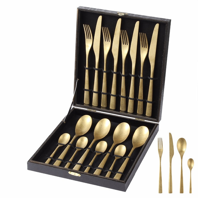 24 Pcs/set Golden Making old Cutlery Dinner Table Sets